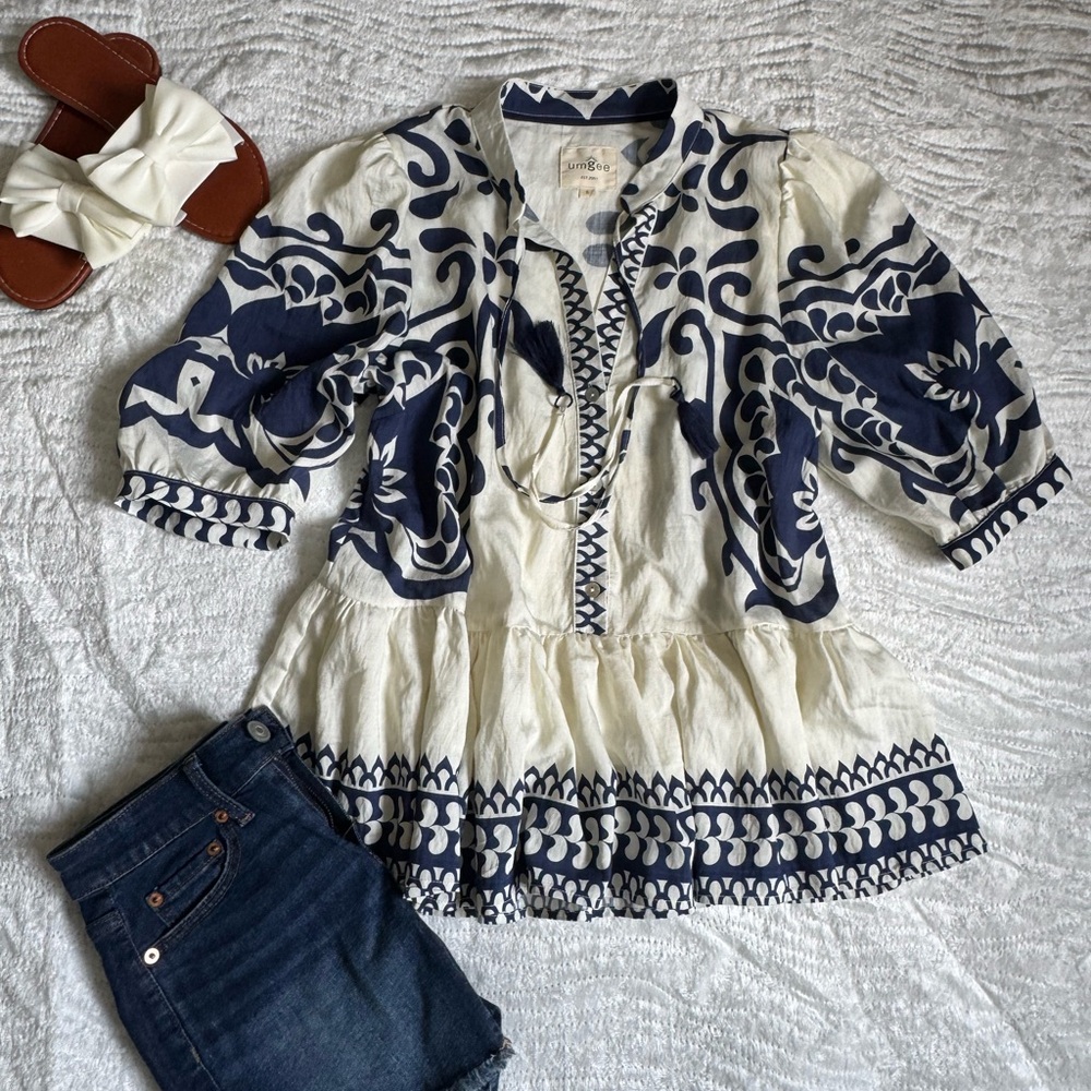 NEW!🔥 Umgee Navy and Cream Boho Tunic